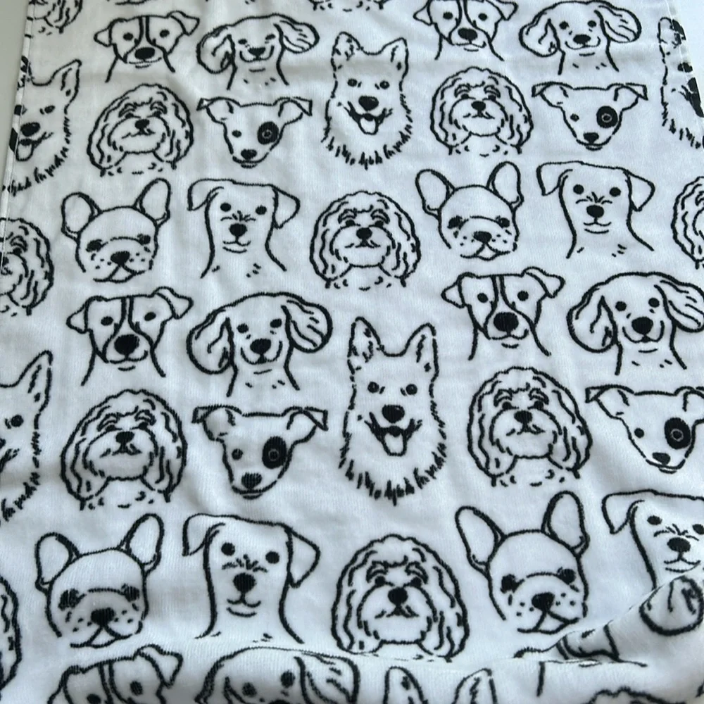 2pk Deborah Connolly White DOGS Print Hand Towels - Picture 4 of 4